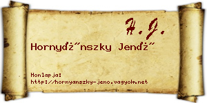 Hornyánszky Jenő névjegykártya